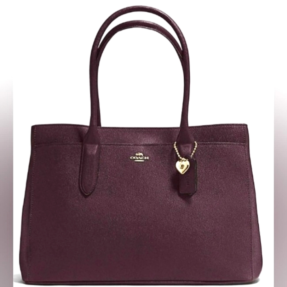 ☆Brand New☆COACH~Bailey Classy Oxblood Crossgrain Leather Carryall Satchel☆